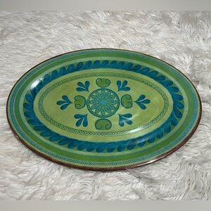Target Home Threshold Melamine Aqua Green Brown Large Serving Platter Plate